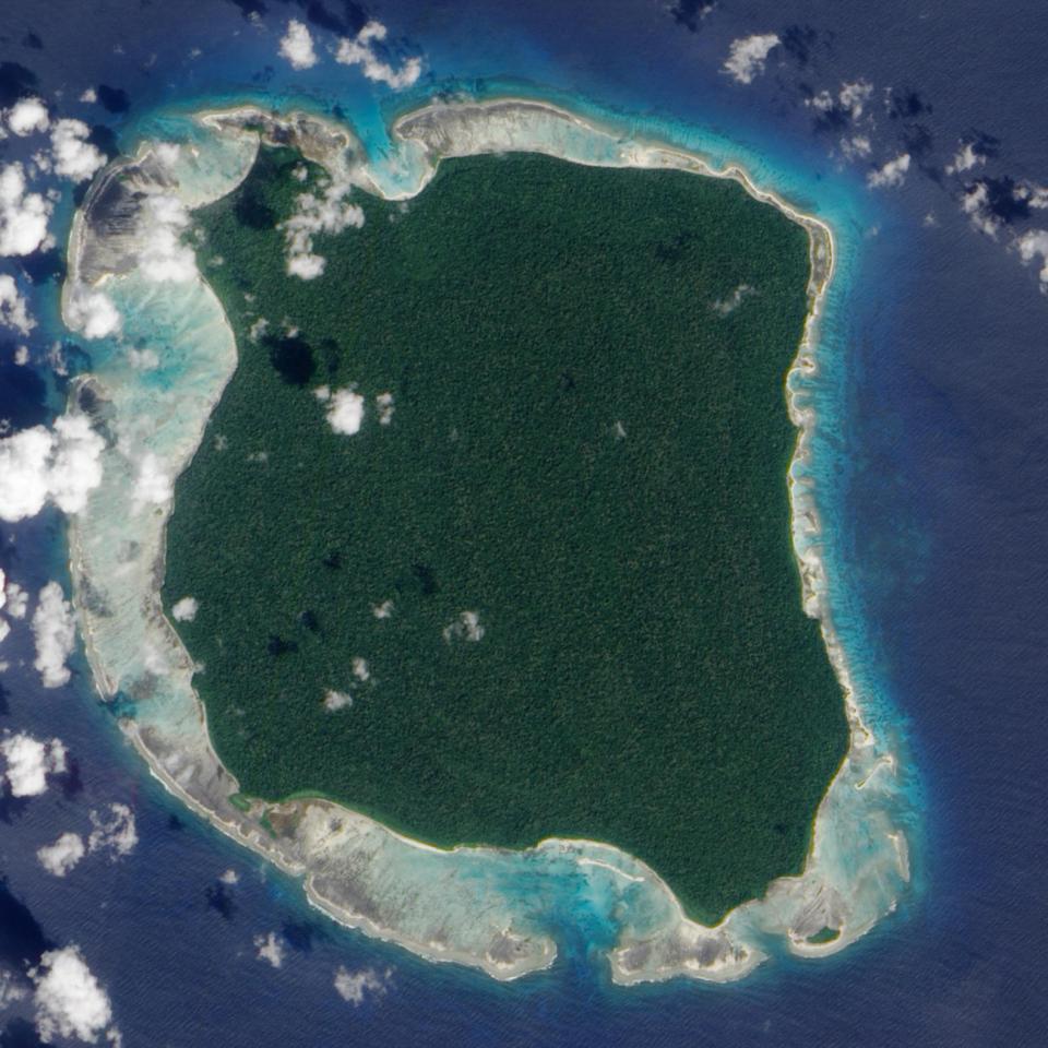Map showing the location of North Sentinel Island in the Bay of Bengal.