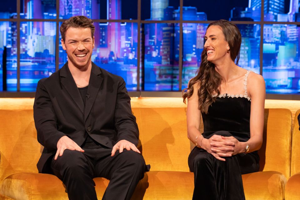 Jill Scott and Will Poulter on a talk show.