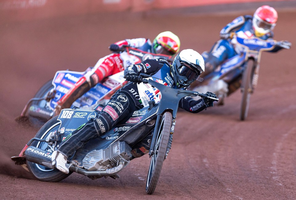 Speedway motorcycle race.