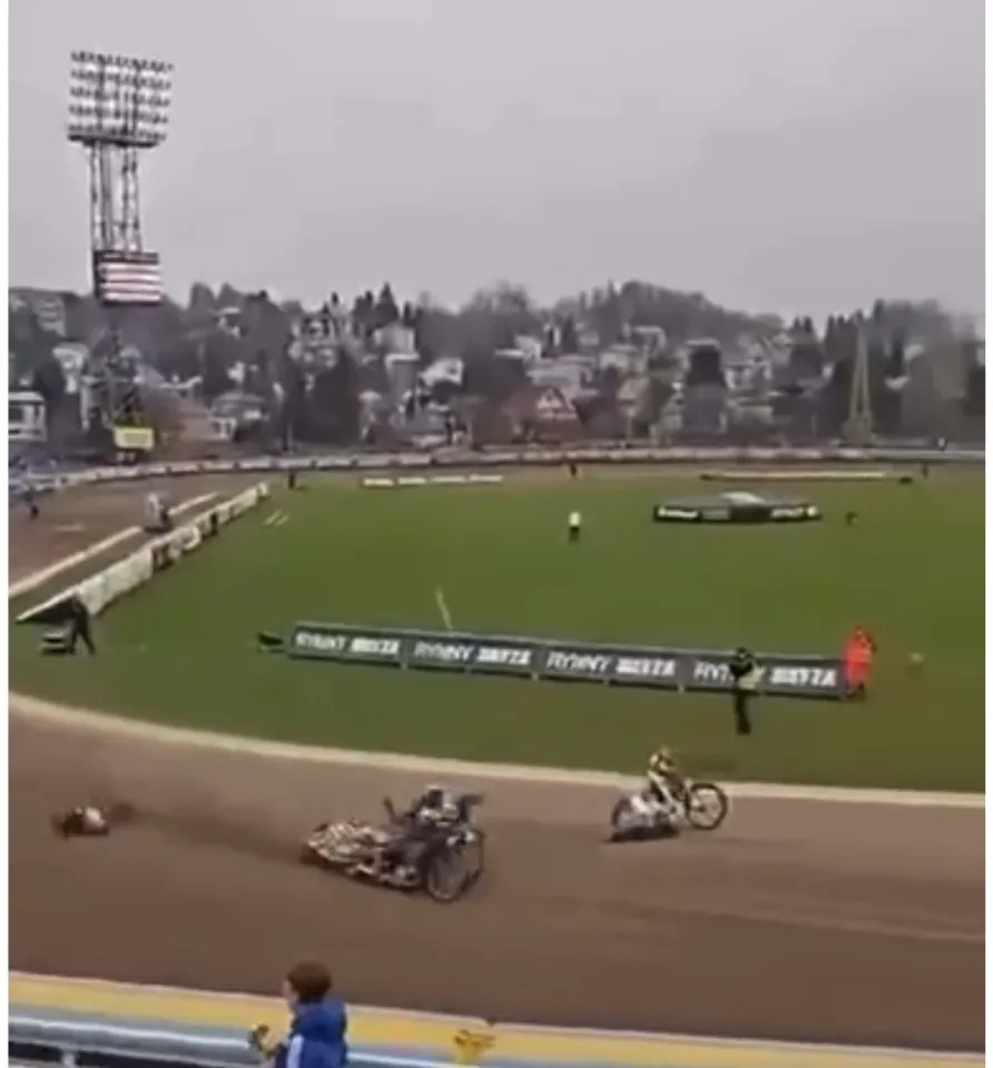 Speedway motorcycle crash.