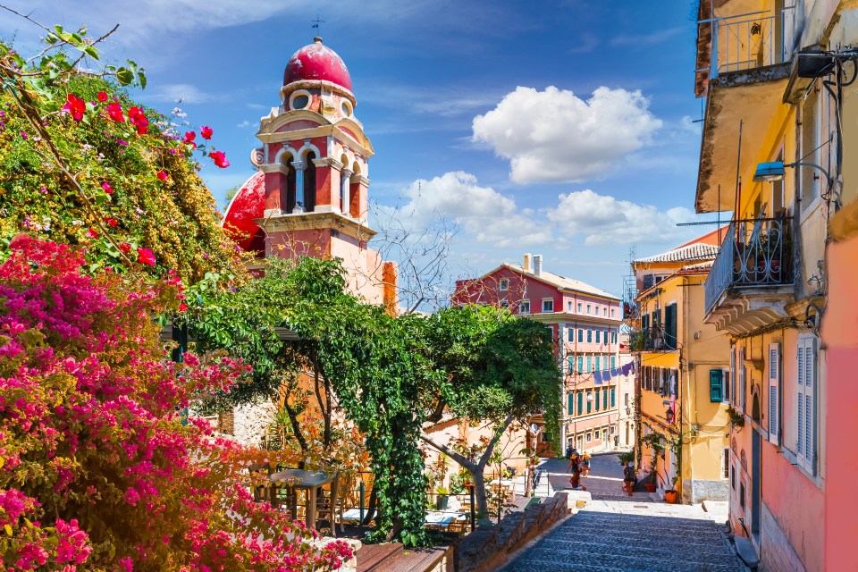 Old town landscape in Kerkyra, Corfu, Greece.