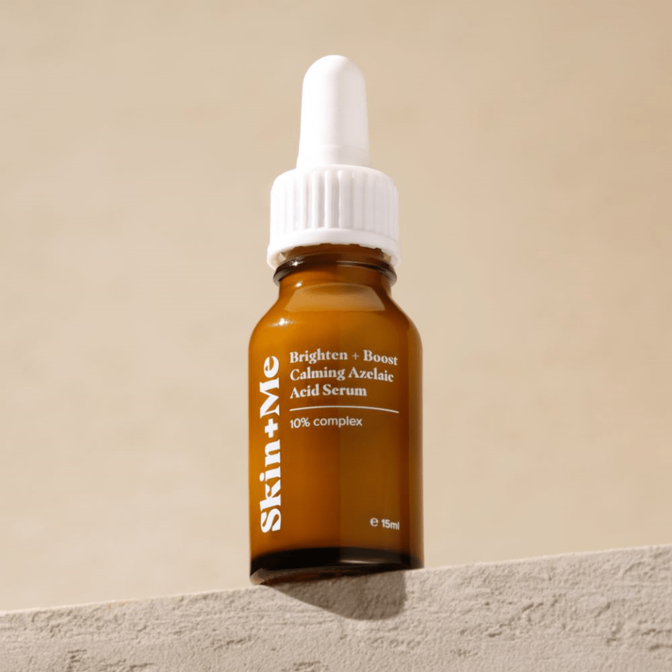 Skin+Me Brighten + Boost Calming Azelaic Acid Serum (15ml) bottle.