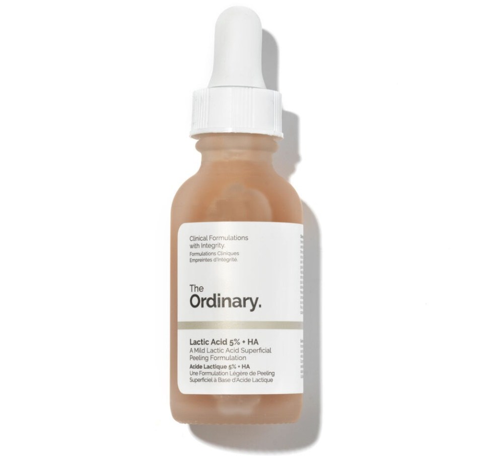 The Ordinary Lactic Acid 5% + HA serum bottle.