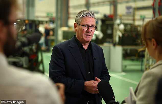 Keir Starmer (pictured) has been mocked by Mr Farage for staying away from the Runcorn & Helsby by-election, where Reform is hoping to take the previously safe seat
