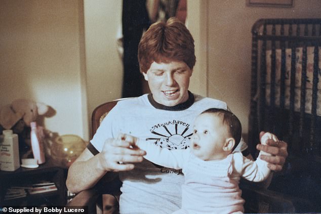 Thomas Markle Jr is pictured holding Meghan on his lap when he was around 15 years old and she was a baby