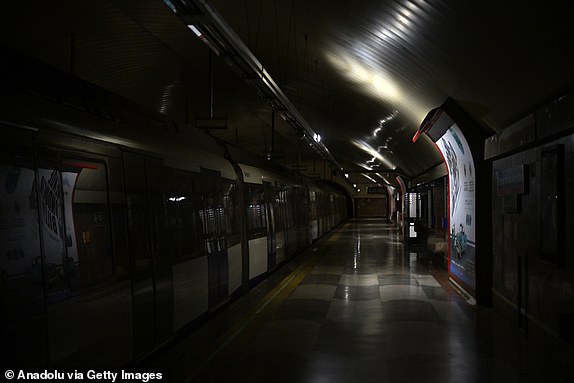 MADRID, SPAIN - APRIL 28: A view shows a dark metro station in Madrid during a widespread power outage that struck Spain and Portugal around midday on Monday, with the cause still unknow in Madrid, Spain on April 28, 2025. (Photo by Burak Akbulut/Anadolu via Getty Images)