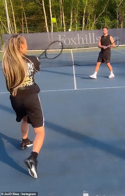 The pair beamed as they took to the court