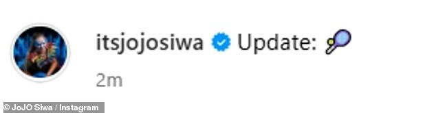 She captioned the post 'Update' alongside a tennis emoji