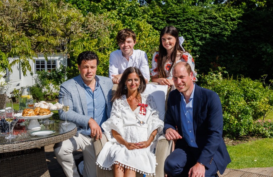 Deborah James with her family and Prince William.