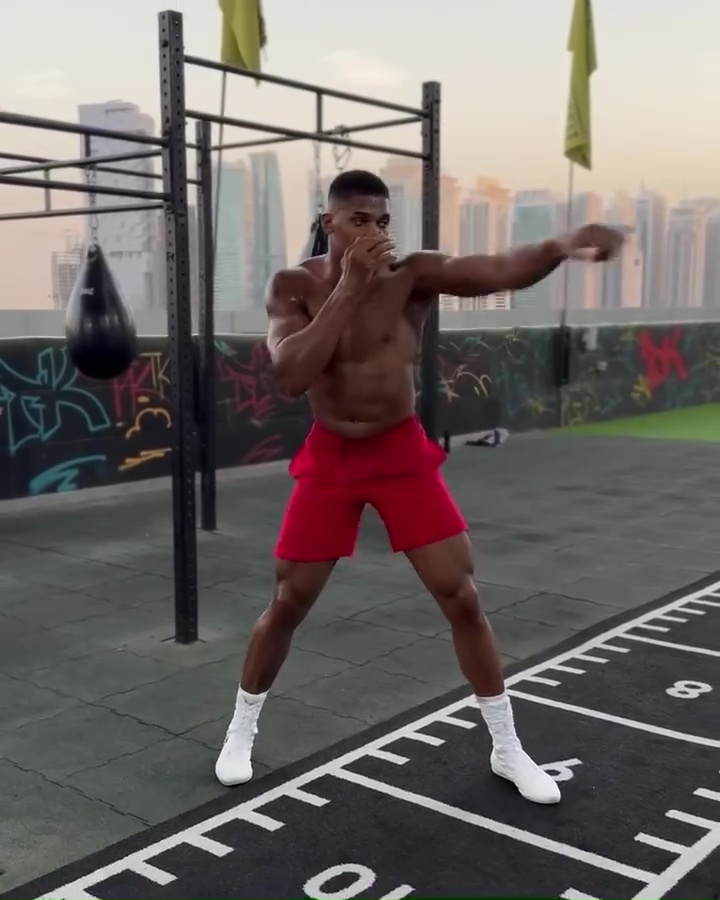 Anthony Joshua shadow boxing.