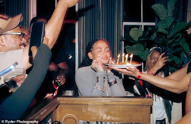 Fellow singer Kehlani celebrated her 30th birthday at Destin's album listening party