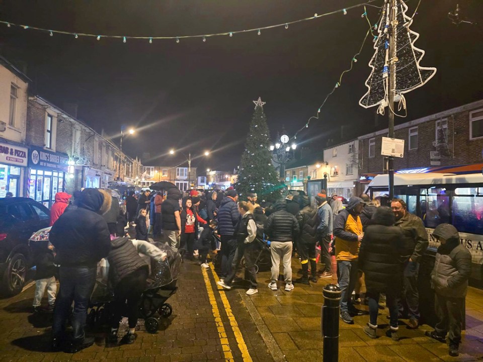 Christmas lights still up in Ramsey, Cambs in April.