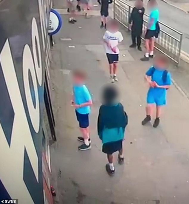 Pictured is a group of youths who were seen on CCTV acting antisocially