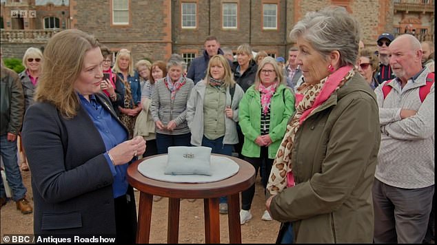 Sunday's instalment of the BBC saw expert Susan Rumfitt, left, presented with an accessory to evaluate