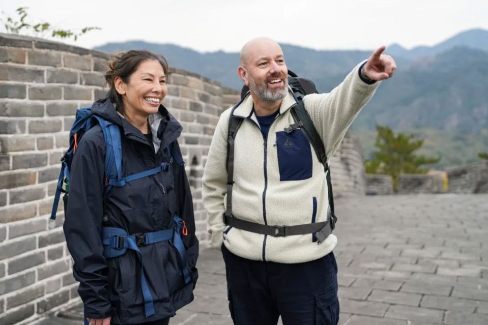 An image collage containing 1 images, Image 1 shows Yin and Gaz at the Great Wall of China