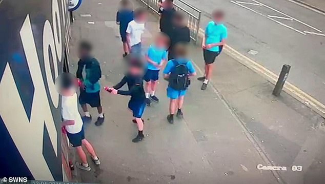 'Unruly yobs' are seen acting anti-socially outside a village shop in Medway, Kent in CCTV footage