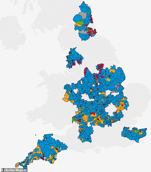 Kemi Badenoch 's party is braced to lose 500 councillors, with the seats up for grabs dating from Boris Johnson 's peak performance in 2021