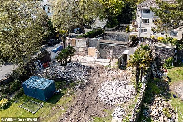 Photos show piles of rubble at the gardens that were visited by Agatha Christie