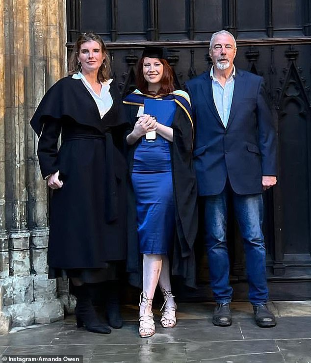 Amanda and her husband Clive, pictured after their separation, at their daughter Raven's graduation in York