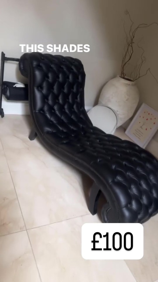 Black chaise lounge for £100.