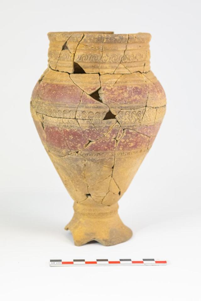 Fragmented ancient funerary vase.