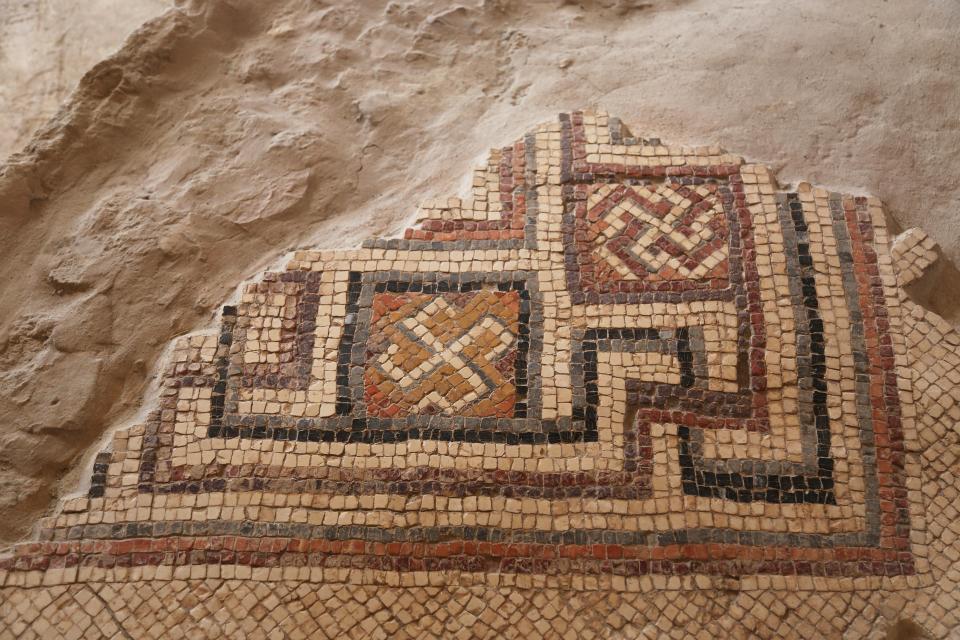 Mosaic with swastikas at the Church of the Apostles in Madaba, Jordan.