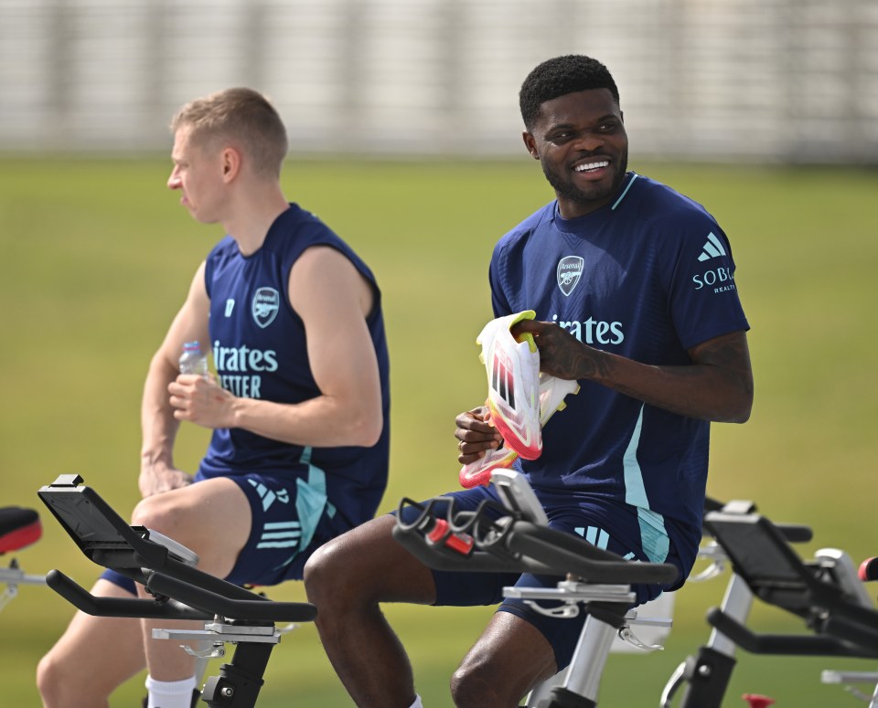 Thomas Partey of Arsenal during a training session.