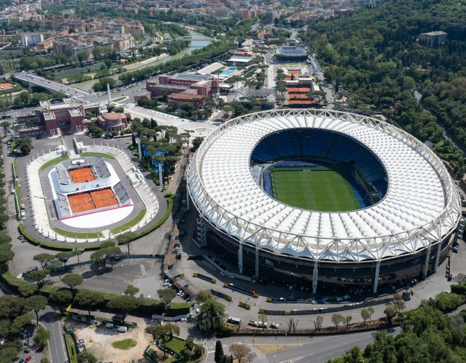Aerial view of the Super Tennis Arena in Italy.