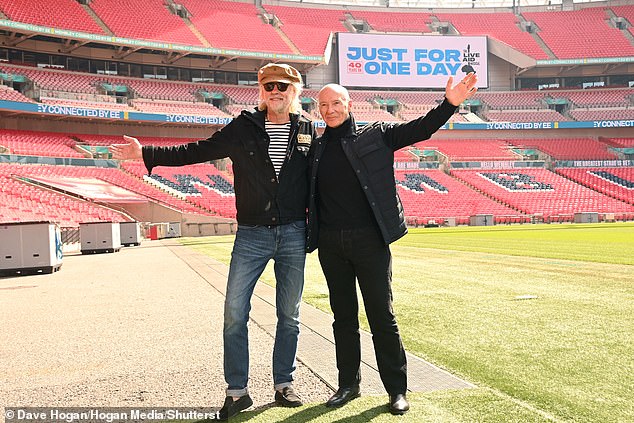 Echoing that legendary summer's day in 1985, the sun beat down on Wembley as Geldof and Ure recalled fond memories of the fund-raising event