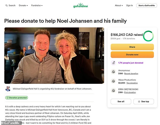 There was also a GoFundMe set up by Noel's friend and business partner Michael Daingerfield to help Noel and his family which has already exceeded the $150K CAD goal and stands at over $166K so far