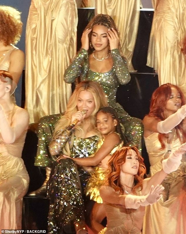 Blue Ivy joined her mum for Formation, America Has a Problem, Deja Vu and Protector – which also saw her seven-year-old sister Rumi take the stage - on Monday night