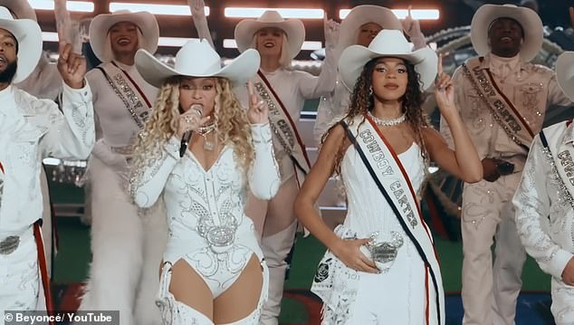 It comes four months after Blue Ivy joined her mum during the halftime show at the Baltimore Ravens and the Houston Texans’ Christmas game in December (pictured)
