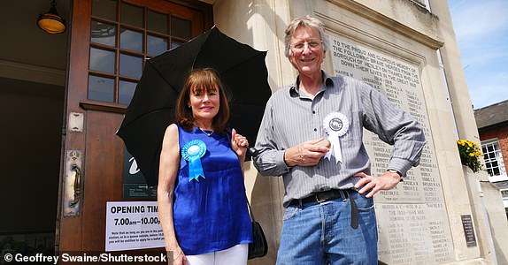 Mandatory Credit: Photo by Geoffrey Swaine/Shutterstock (15278766t) General atmosphere at the polling station at Henley on Thames Town Hall on a warm May 1st. Local Elections, Henley on Thames, Oxfordshire, UK - 01 May 2025