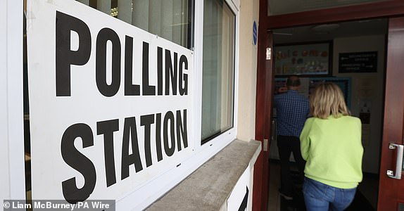 File photo dated 18/05/23 of a signage at St Patrick's Primary School polling station in Coalisland, County Tyrone for the Northern Ireland council elections. People with an armed forces veteran card can use it as photo ID for the first time in Thursday???s elections in England, following a change in the law. Issue date: Thursday May 1, 2025. PA Photo. There are only certain kinds of photo identification that will be accepted at polling stations and voters without the correct ID will be turned away. See PA story POLITICS Elections VoterID. Photo credit should read: Liam McBurney/PA Wire