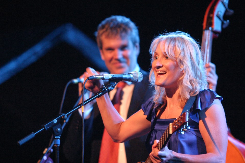 Jill Sobule performing at the Delacourte Theatre in Central Park.