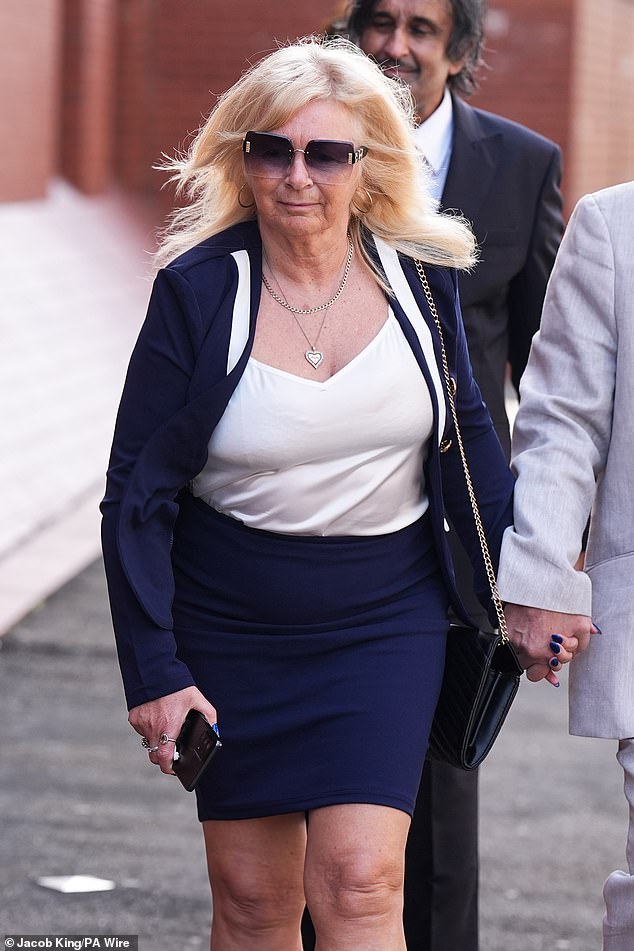 Karen Spragg pictured arriving at Leicester Crown Court on April 22, is charged with one count of stalking involving serious alarm or distress