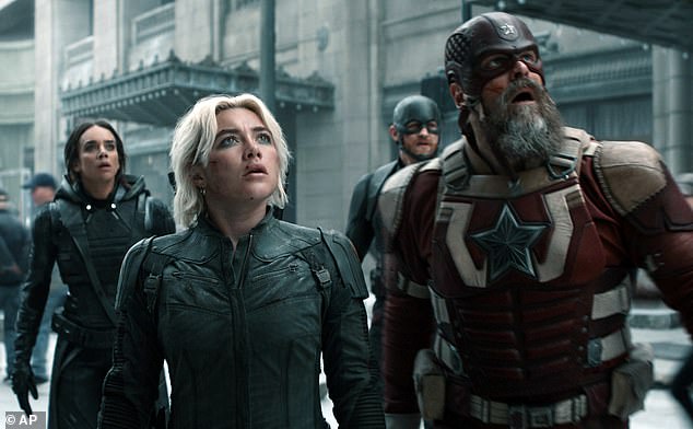 She's the propulsive force that could just make a hit of Thunderbolts* (pictured with Sebastian Stan, Hannah John-Kamen, Wyatt Russell and David Harbour)