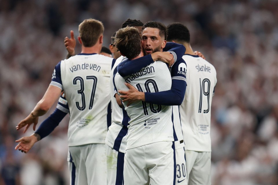 Tottenham Hotspur players celebrating a goal.