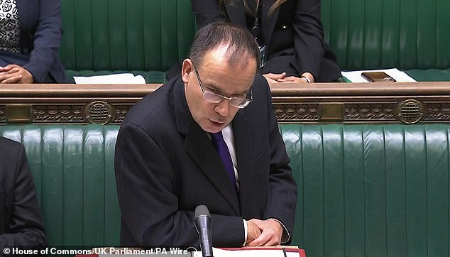 Business minister Gareth Thomas speaking to MPs in the House of Commons