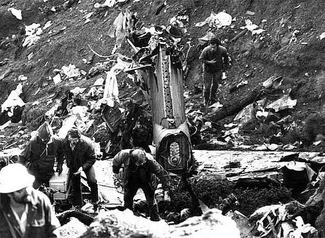 Debris was scattered across the mountain range and the tail section careened onwards for several hundred metres before plummeting into a ravine