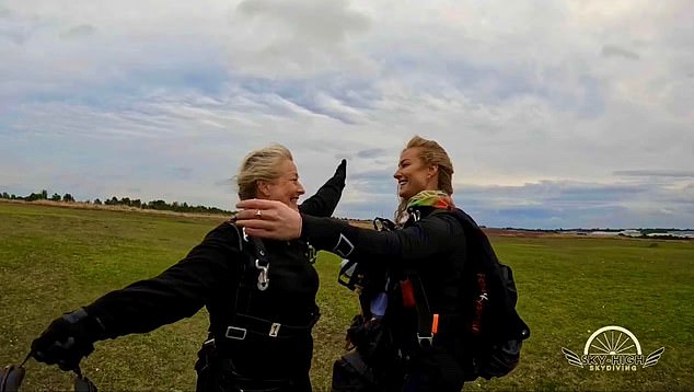 In a social media post Ms Damarell's mother Liz Samuels revealed she'd completed her first skydive with her daughter