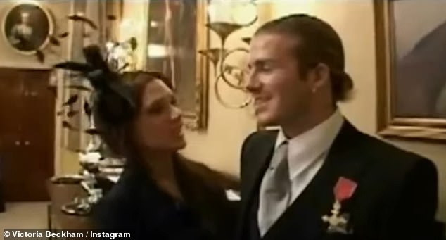 One clip saw a younger David displaying his OBE in a sharp suit as his wife wore all black