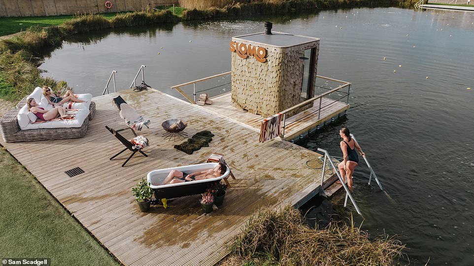 SLOMO SAUNA: Slomo saunas pop up all over the island at different times, but a floating sauna, handcrafted by Ben Revill of Rooftop Saunas in Hackney sits on a lake at holiday retreat, Tapnell Farm, along with two Nordic saunas and an ice tank
