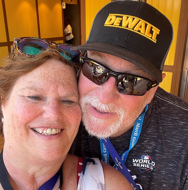 Engel pictured above with his wife Shelley. He has lost vision in both his eyes after taking the weight loss and type 2 diabetes medication Ozempic