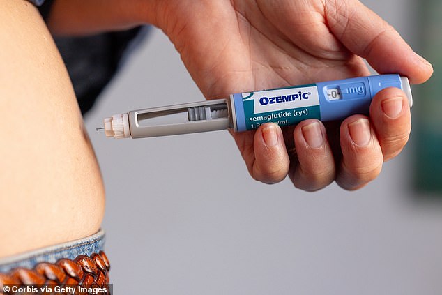 Stock picture of someone injecting themselves with Ozempic