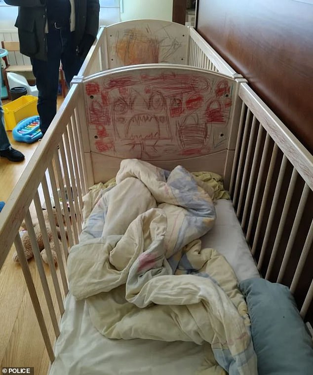 Terrifying drawings by the children on a caged bed. The children were aged 8 to 10