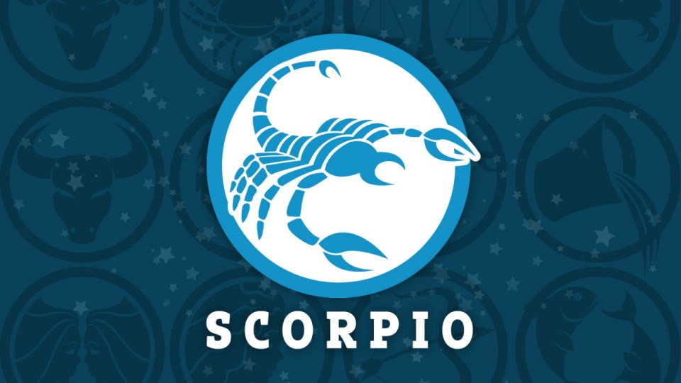 Illustration of Scorpio zodiac sign with other zodiac signs in the background.
