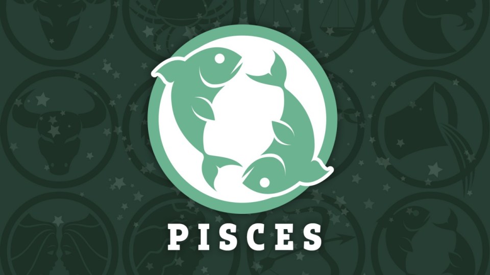 Illustration of the Pisces zodiac sign with other zodiac signs in the background.