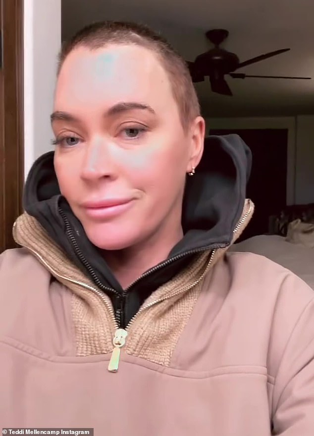 Katherine was inspired to keep pushing with her concerns after following Teddi Mellencamp's (pictured) journey. The Real Housewives star, 43, has been battling skin cancer since 2022 and this year revealed doctors had found three tumours in her brain