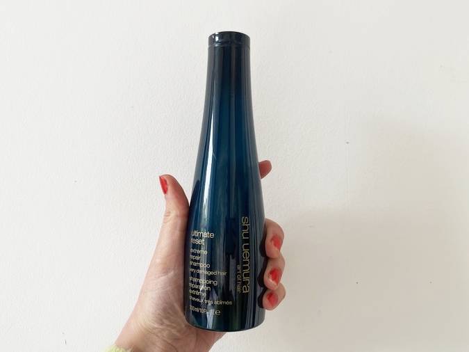 Shu Uemura Ultimate Reset shampoo bottle.